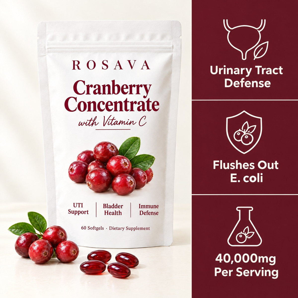 Rosava Cranberry Concentrate Softgels
