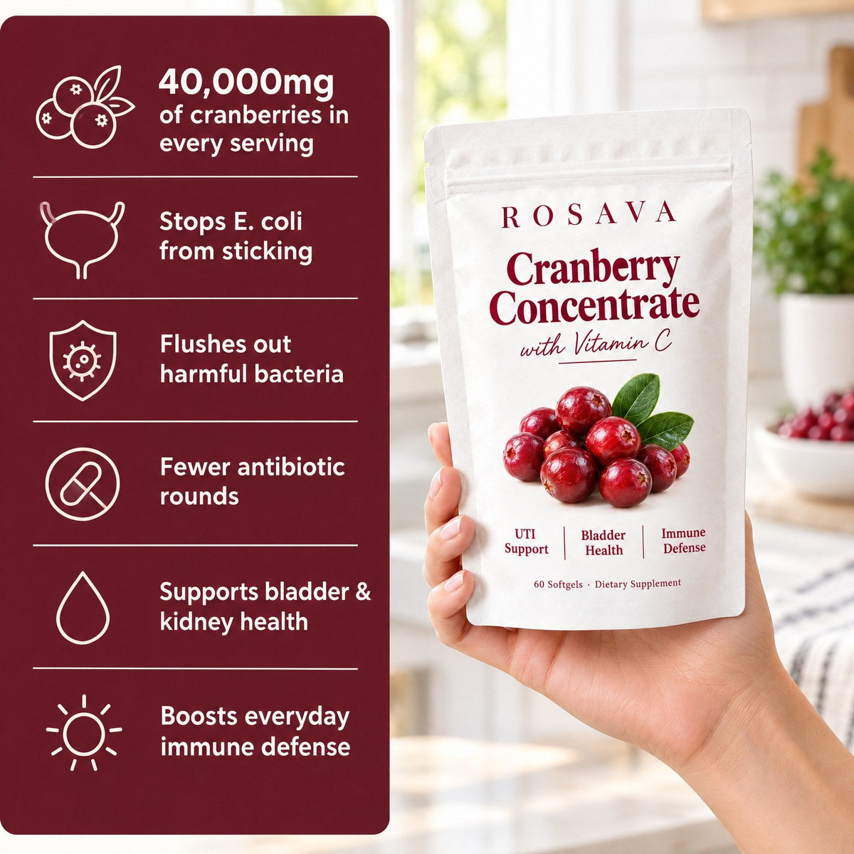 Rosava Cranberry Concentrate Softgels