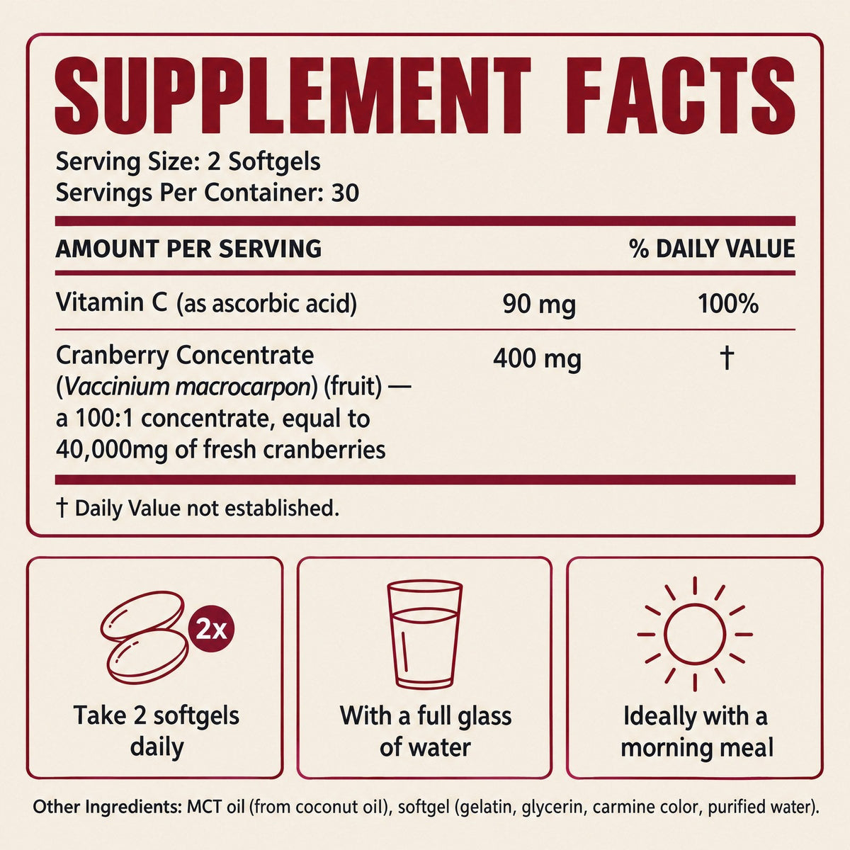 Rosava Cranberry Concentrate Softgels